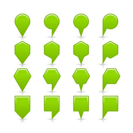 Flat green color map pin sign location icon with gray shadow and reflection isolated on white background. Web design element save in vector illustration 8 epsのイラスト素材