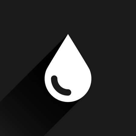 White drop icon with black long shadow on gray background. Simple, solid, plain, flat style. This vector illustration graphic web design graphic element saved in 8 epsのイラスト素材