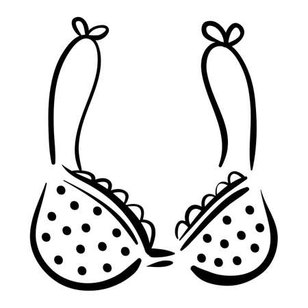White bra with black polka dot pattern isolated on background. Graphic vector illustration saved in 8 epsの写真素材