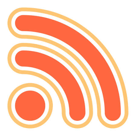 Flat Wi-Fi signal or RSS icon Really Simple Syndication sign subscribe button Vector illustrationのイラスト素材
