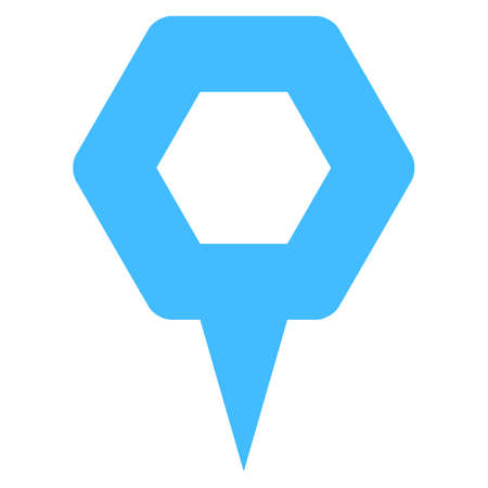 Quick and easy recolorable hexagon shape isolated from background. Flat map pin sign location icon web internet cartography button. Vector illustration a graphic element for designのイラスト素材