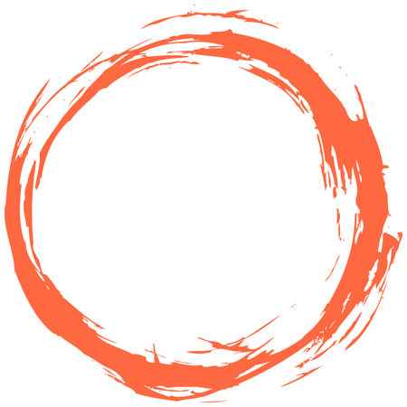 Red brush stroke in the form of a circle Vector illustrationのイラスト素材