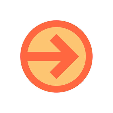 Arrow sign direction icon circle button in circular shape. Quick and easy recolorable shape isolated from background. Vector illustration a graphic element for designのイラスト素材