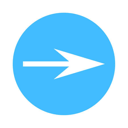 Arrow sign direction icon circle button in circular shape. Quick and easy recolorable shape isolated from background. Vector illustration a graphic element for design.のイラスト素材