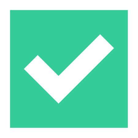 Flat check mark icon addition square sign choice button. Quick and easy recolorable shape isolated from background. Vector illustration a graphic element for web internet design.のイラスト素材