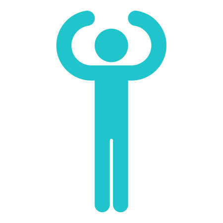 Use it in all your designs. Man stands with raised his hands. Quick and easy recolorable shape. Vector illustration a graphic elementのイラスト素材