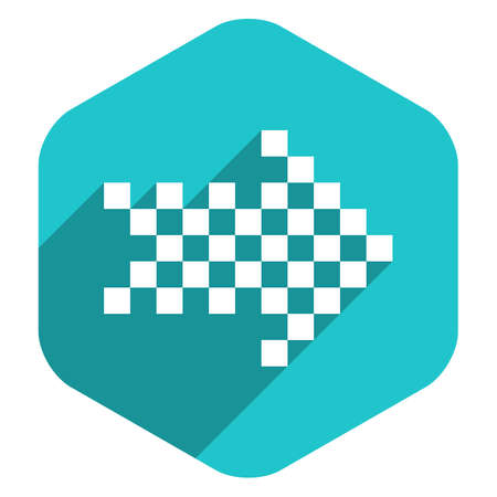 Use it in all your designs. Arrow sign navigation icon LED digital display in hexagon web internet button in flat long shadow style. Quick recolorable vector illustration a graphic element for designのイラスト素材