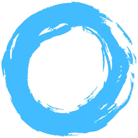 Use it in all your designs. Blue brush stroke in the form of a circle. Inking drawing created in sketch handmade technique. Quick and easy recolorable shape. Vector illustration a graphic elementのイラスト素材