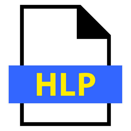 Use it in all your designs. Filename extension icon HLP WinHelp, Microsoft Windows Help in flat style. Quick and easy recolorable shape. Vector illustration a graphic element.のイラスト素材