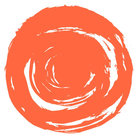 Use it in all your designs. Red brushstroke in the form of a round. Ink sketch drawing created in handmade technique. Quick and easy recolorable shape. Vector illustration a graphic elementのイラスト素材