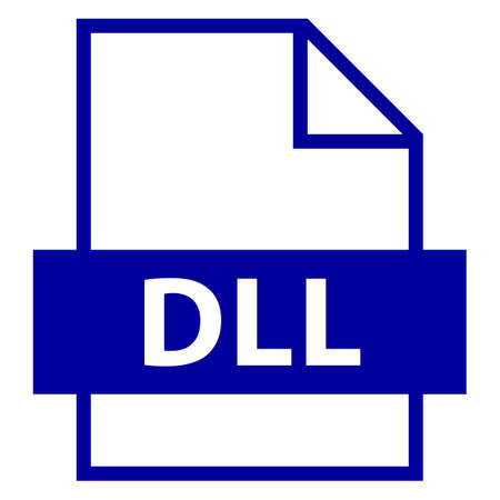 Use it in all your designs. Filename extension icon DLL Dynamic Link Library in flat style. Quick and easy recolorable shape. Vector illustration a graphic element.のイラスト素材