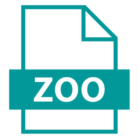 Use it in all your designs. Filename extension icon ZOO LZW compression algorithm in flat style. Quick and easy recolorable shape. Vector illustration a graphic element.のイラスト素材