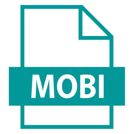 Use it in all your designs. Filename extension icon MOBI Mobipocket eBook file in flat style. Quick and easy recolorable shape. Vector illustration a graphic element.のイラスト素材
