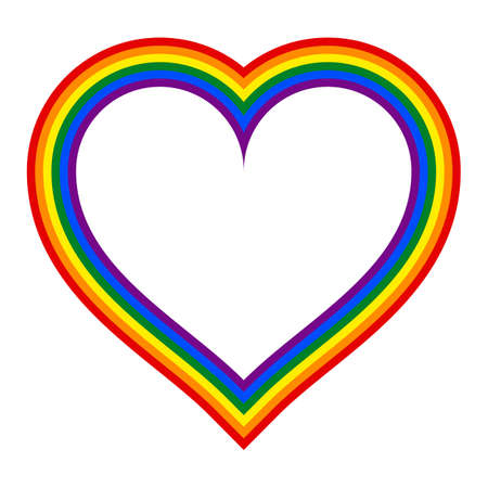 Rainbow pride flag LGBT movement in heart shape.のイラスト素材