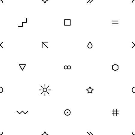 Abstract seamless pattern with black color simple shapes created in flat thin style.のイラスト素材