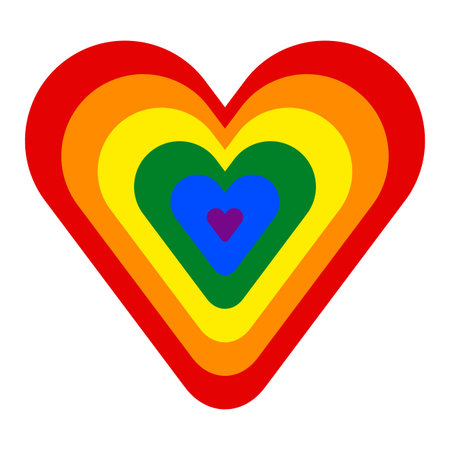 Rainbow pride flag LGBT movement in heart shape.のイラスト素材