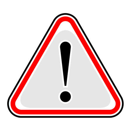Red attention sign triangular shape with exclamation mark point.のイラスト素材