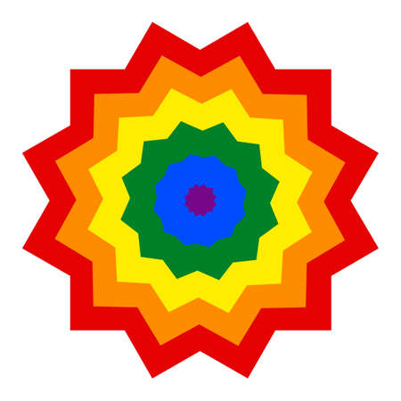 Use it in all your designs. Rainbow pride flag LGBT movement in dodecagonal shape. This vector illustration a graphic element for design.のイラスト素材