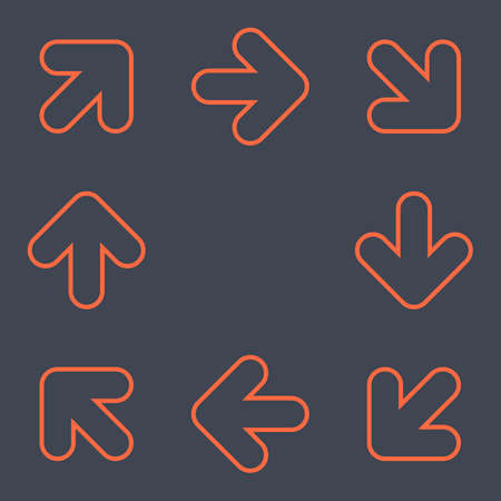 Arrows signs make a circle movement. Red icons created in flat style. The design graphic element is saved as a vector illustration in the EPS file format.のイラスト素材