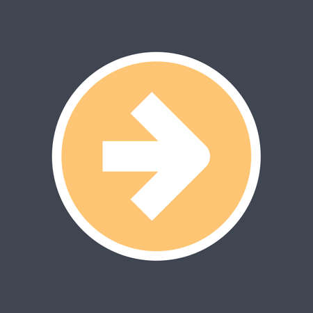 Arrow sign in a round icon. Yellow button is created in flat style.のイラスト素材