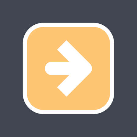 Arrow sign in a square icon. Yellow button is created in flat style. The design graphic element is saved as a vector illustration in the EPS file format.のイラスト素材