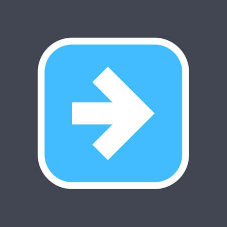 Arrow sign in a square icon. Blue button is created in flat style. The design graphic element is saved as a vector illustration in the EPS file format.のイラスト素材