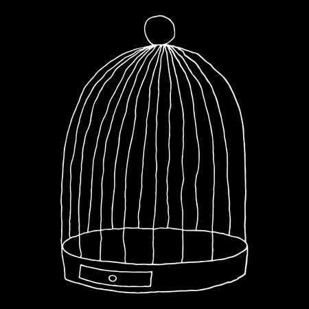 Birdcage isolated on white background. Sketch drawing was drawn with the brush and ink. The design graphic element is saved as a vector illustration in the EPS file format.のイラスト素材