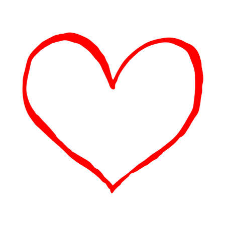 Red heart isolated on white background. Sketch drawing was drawn with the brush and ink. The design graphic element is saved as a vector illustration in the EPS file format.のイラスト素材