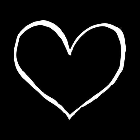 Heart sketch isolated on black background. Drawing was drawn with the brush and ink. The design graphic element is saved as a vector illustration in the EPS file format.のイラスト素材