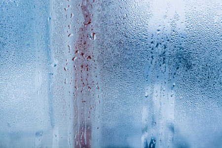 Drops on the window, high resolution background. Condensation, strong humidityの写真素材