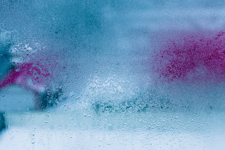 Water drops on car glass rain drops on clear windowの写真素材