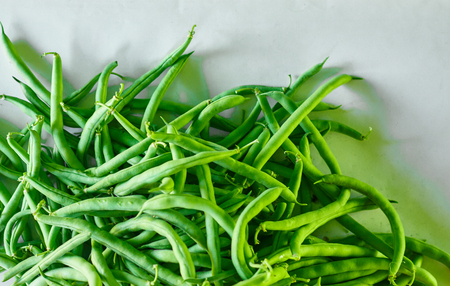 Asparagus bean. Green beans on white backgroundの写真素材