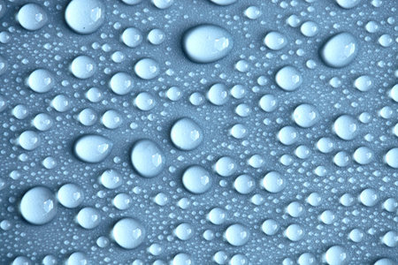 Details of water droplets, moisture condensation, hot water vapor condensation on a neutral...