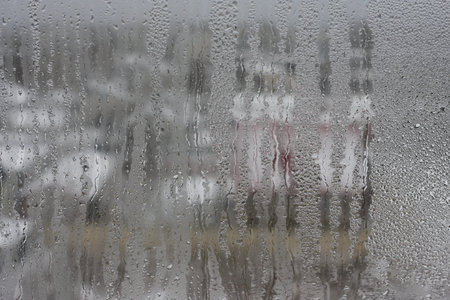 Abstract background with detail of moisture condensation problems, hot water vapor condensed on the...