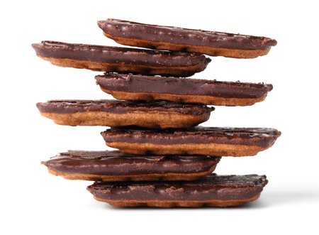 Chocolate chip cookies on white isolated background Isolate cookie on white backgroundの写真素材