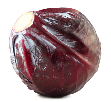 Fresh red cabbage on a white isolated background, clipping pathの写真素材