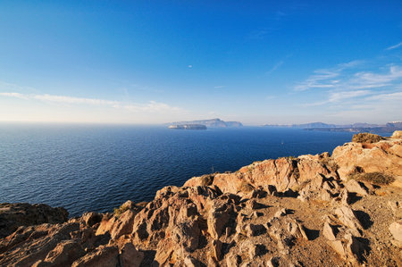 Great view of the sea from Santorini islandの写真素材