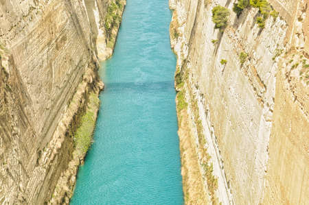 Corinth channel in Greece view on Aegean Seaの写真素材