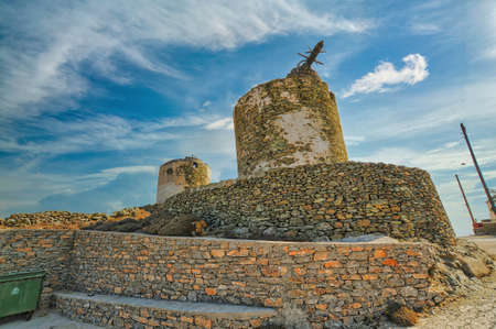 Windmill in Ano Meria village, Folegandrosの写真素材