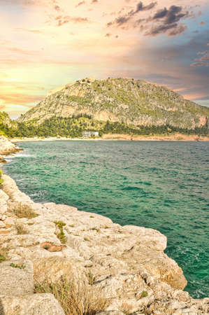 Scenery with sea in Nafplio townの写真素材