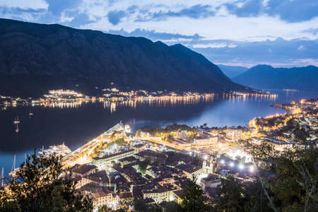 very beautiful night city by the waterの写真素材