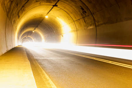 tunnel with lightsの写真素材