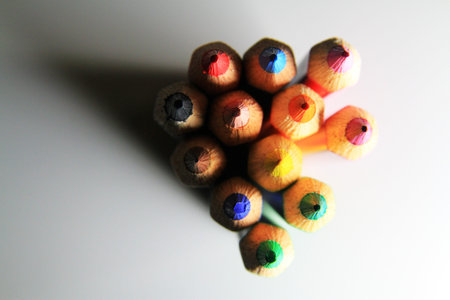 high angle of color pencil