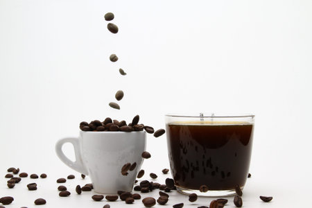 coffee seed and hot drinksの写真素材