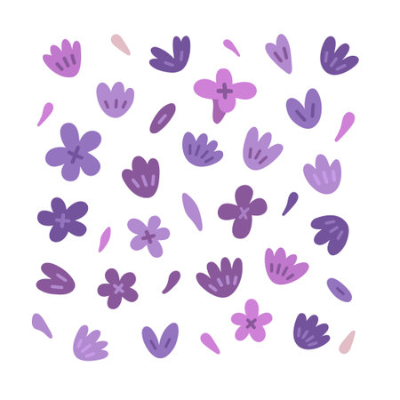 Vector cute illustration with lavender flower heads and petalsのイラスト素材