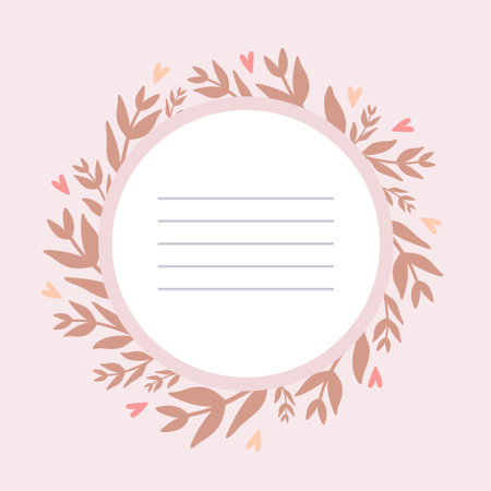 Vector cute branch frame with soft colors and romantic heartsのイラスト素材