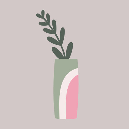 Vector cute illustration with branch in vase and pastel colorsのイラスト素材