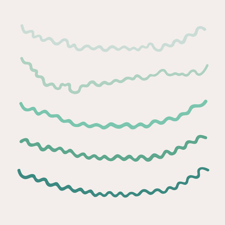 Vector cute illustration set with curvy wavy lines and pastel colorsのイラスト素材