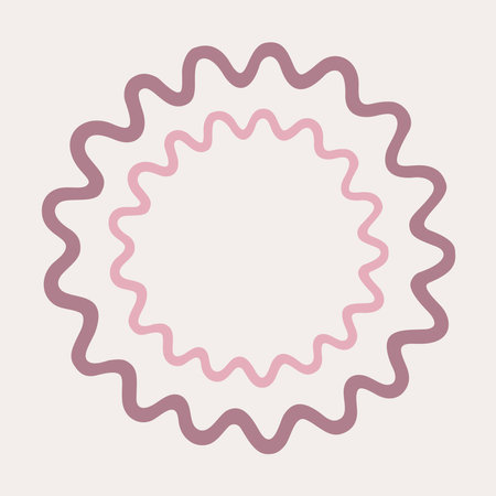 Vector cute illustration with pink wavy line circleのイラスト素材