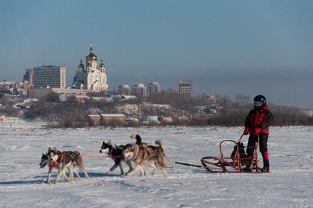 Winter outdoors activities, active rest and travel in Khabarovsk Territory
